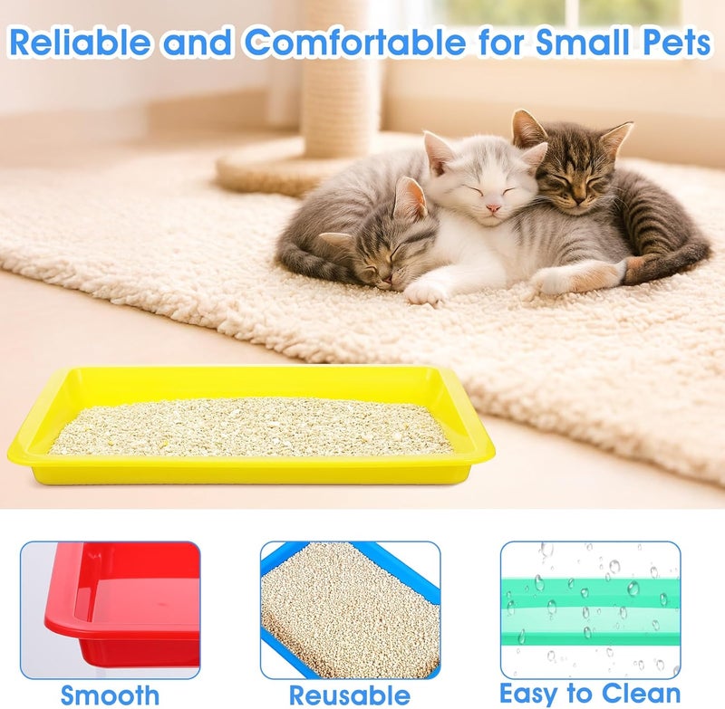 AojSup 10 Pcs Small Kitten Litter Box 11 x 8.5 x 1.2 in Rabbit Litter Pan Mini Open Cat Box Low Entry Waterproof Travel Toilet for Kittens Bunny Kitty Guinea Pig Small Pet Supplies (Multicolor) - Image 3